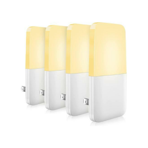 4 Pack Warm White LED Nightlights with Smart Dusk to Dawn Sensor Via Amazon