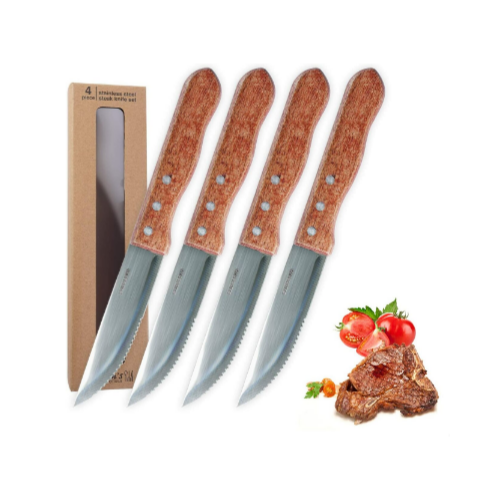 4-PCS Stainless Steel Steak Knives Set with Gift Box via Amazon