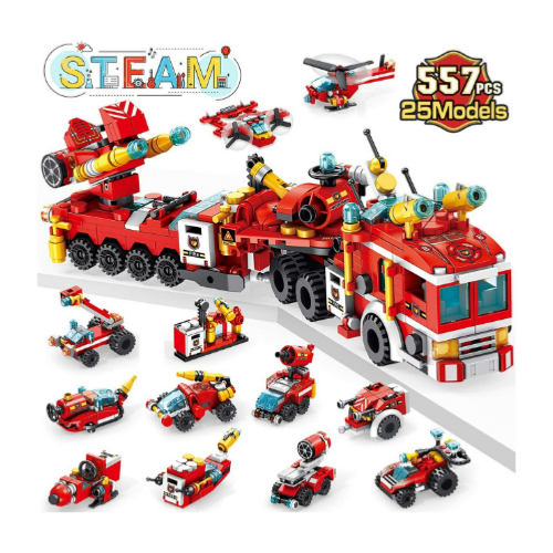 25-in-1 Fire Trucks Building Toy (557 Pcs) Via Amazon