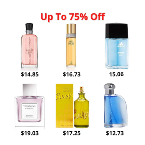 Up to 75% off on Perfumes and more Via Amazon