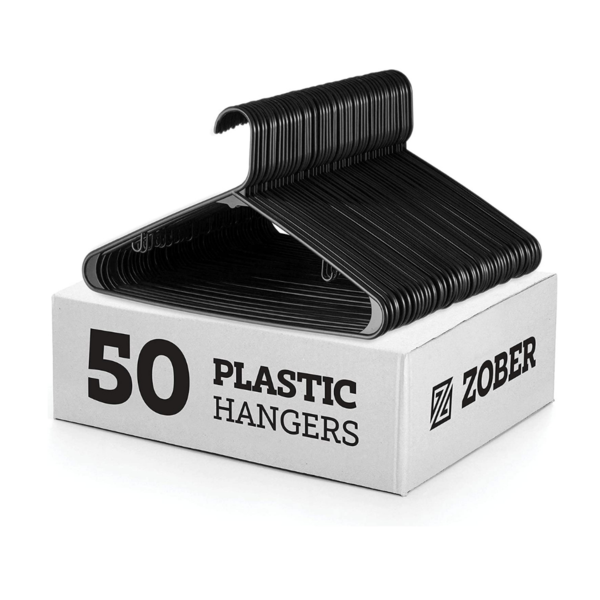 50 Standard Plastic Hangers (2 Colors) Via Amazon
