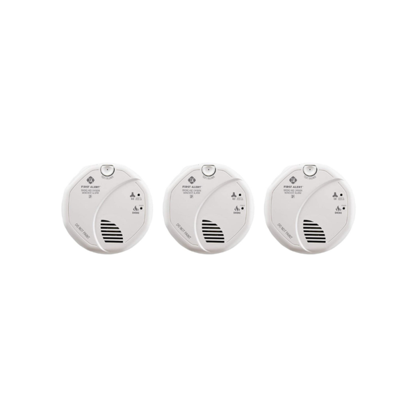 3 First Alert Hardwired Smoke and Carbon Monoxide Detectors with Battery Backup Via Amazon