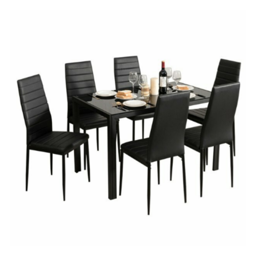 7 Piece Dining Set With Glass Top And Padded Chairs Via Walmart