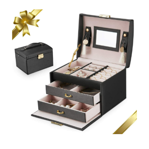 3 Tier Jewelry Organizer with Lock Built in Mirror, Via Amazon