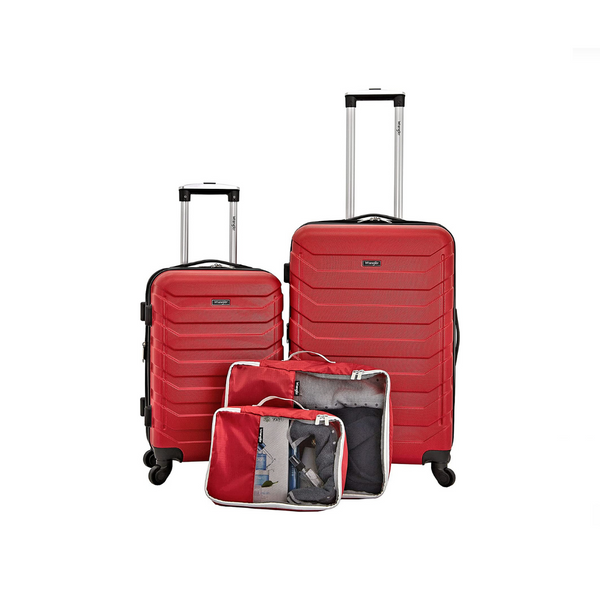 Wrangler 4 Piece Luggage and Packing Cubes Set (2 Colors) Via Aamzon