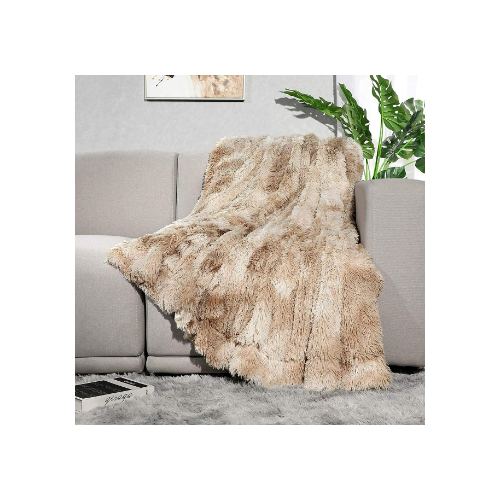 Decorative Soft Fluffy Faux Fur Throw Blanket Via Amazon