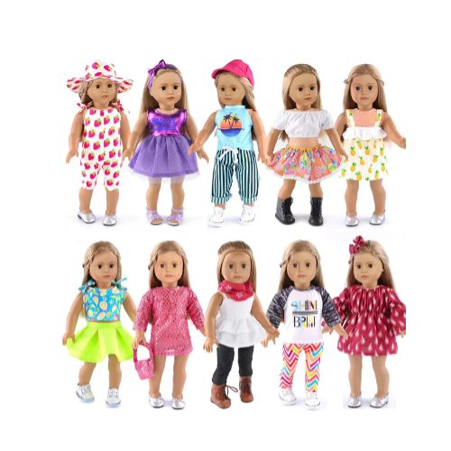 10-Sets Doll Clothes and Accessories for 18 inch Girl Doll Via Amazon