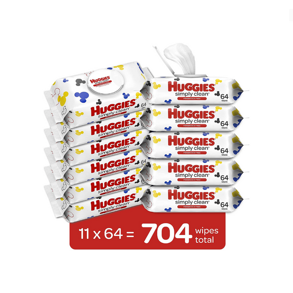 704 Huggies Baby Wipes (11 Flip Lid Packs) Via Amazon