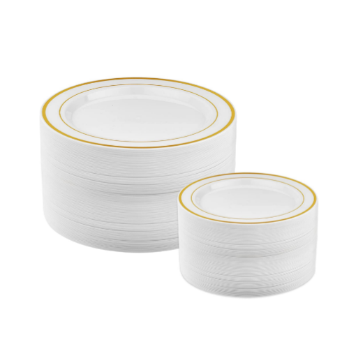 50 Piece Gold Plastic Plates Via Amazon