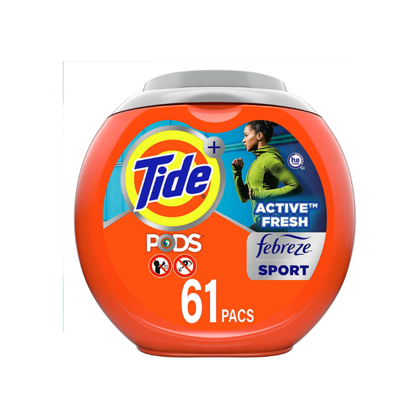 61 Tide 4 in 1 Febreze Sport Odor Defense PODS via Amazon