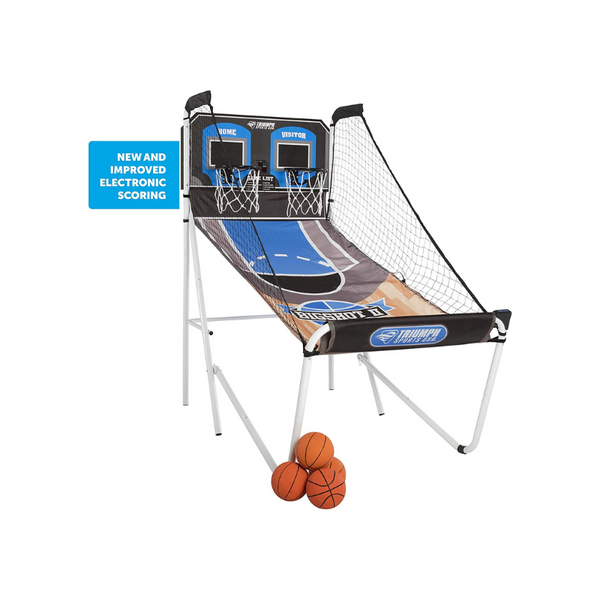 Double Shootout Basketball Game with LED Electronic Scorer and Time Clock Via Amazon