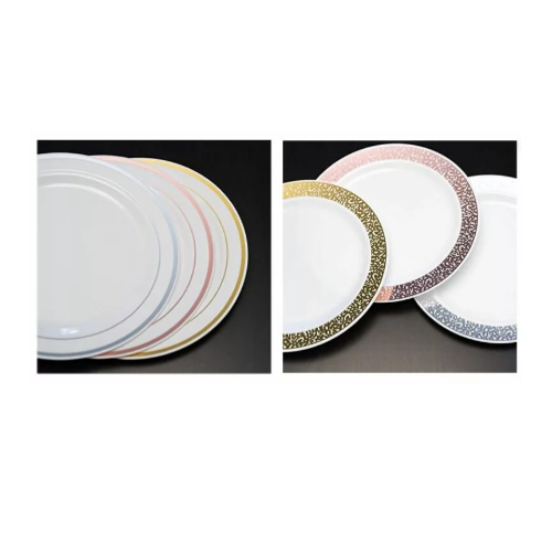 40-Count Gold Lace Rim Disposable Plastic Plates Via Amazon