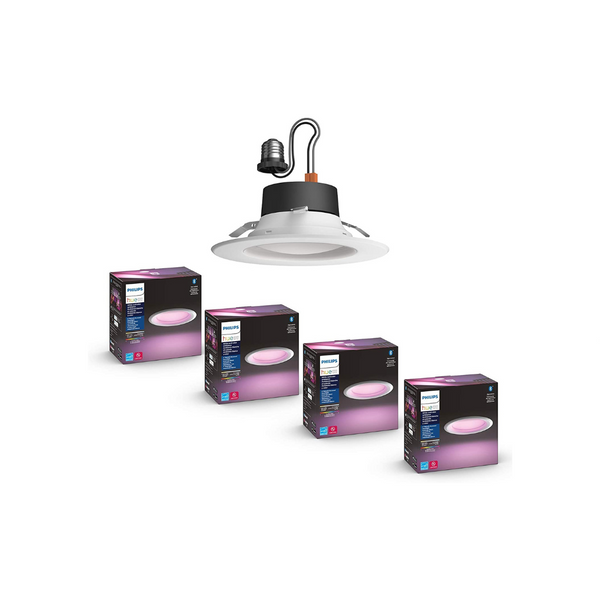 4 Philips Hue White & Color Ambiance Smart Retrofit Recessed Downlight Via Amazon