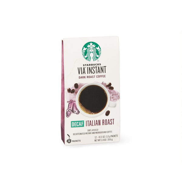 50 Packets Of Starbucks VIA Ready Brew Decaf Italian Roast Coffee Via Amazon
