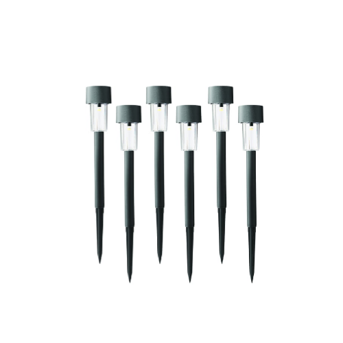 6-Pack Mainstays Solar Powered Black Classic Column LED Path Light Via Walmart
