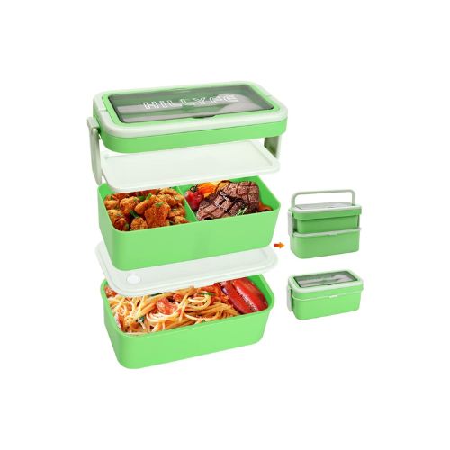 Bento Box includes 2 Stackable Lunch Box Containers with Handle Via Am