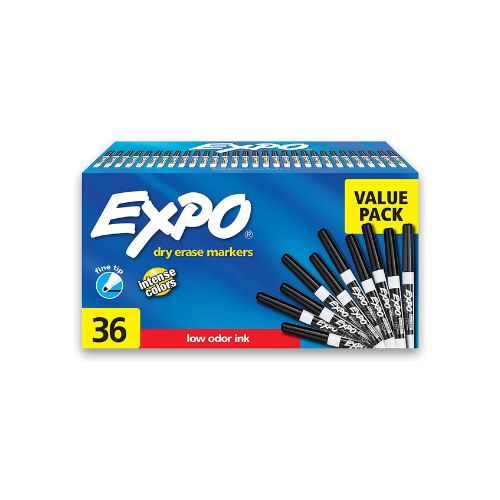 36-Count EXPO Low Odor Dry Erase Markers, Fine Tip Via Amazon