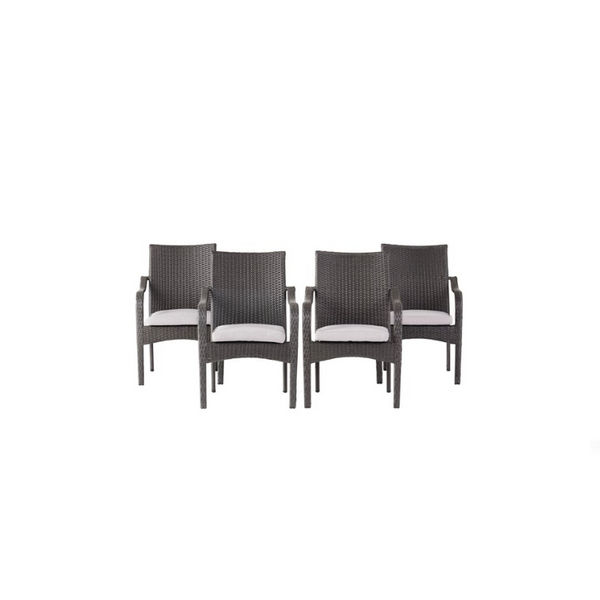 4 Grey Wicker Stacking Chairs with Cushions Via Walmart