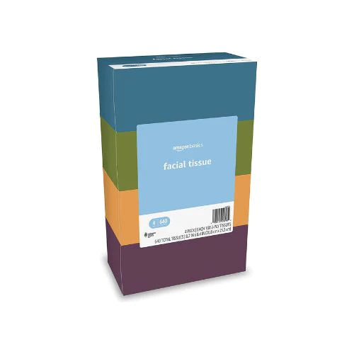 4-Boxes Amazon Basics Facial Tissue, 160 Tissues per Box Via Amazon