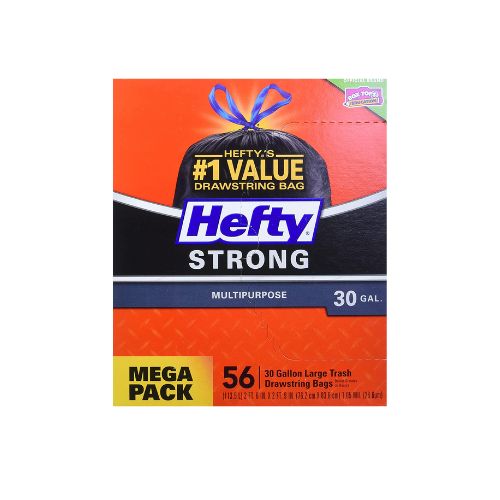 Hefty Strong Large Trash Bags, 30 Gallon, 56 Count Via Amazon