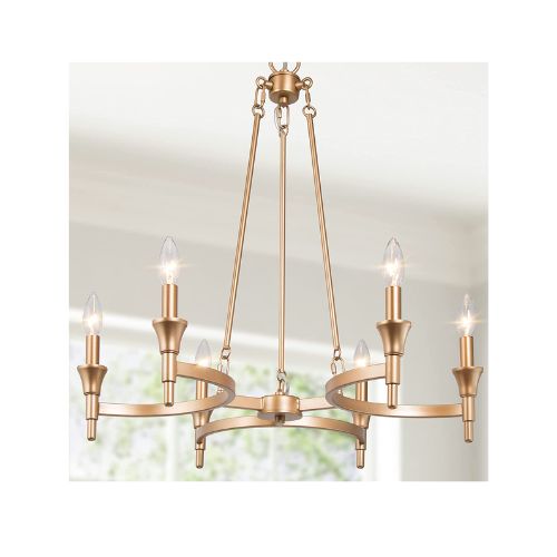 6 Light Gold Chandelier Light Fixture via Amazon