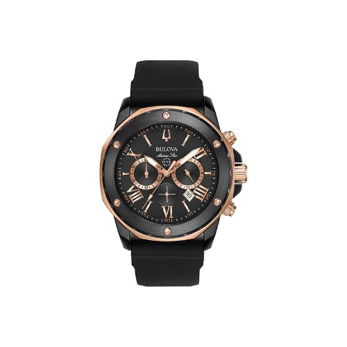 Bulova Marine Star Black Dial Rubber Strap Men's Watch Via Amazon