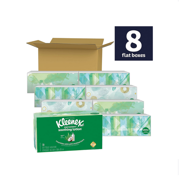 8 Boxes of Kleenex Expressions Soothing Lotion Facial Tissues
Via Amazon