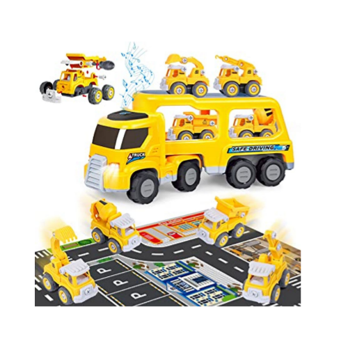 5 in 1 Construction Car Toys With Lights And Sound, Activity Play Mat Via Amazon