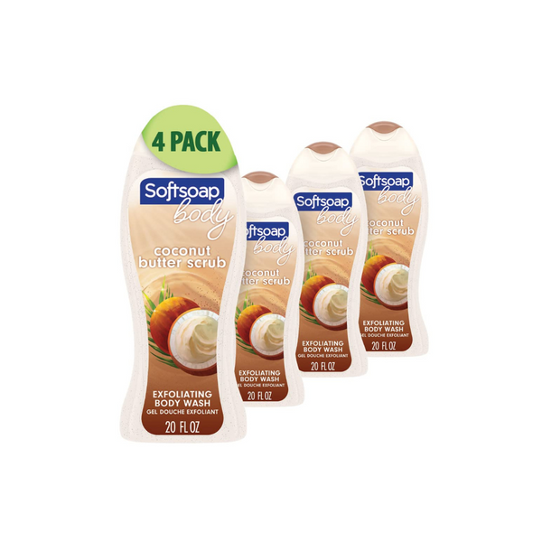 4-Pack Softsoap Body Wash, Coconut Butter Scrub Body Wash Via Amazon