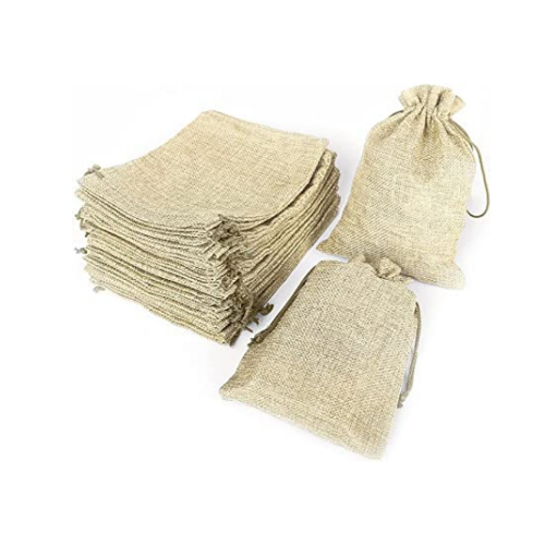 50 PCS Burlap Bags 5x7 inch with Drawstring  Via Amazon