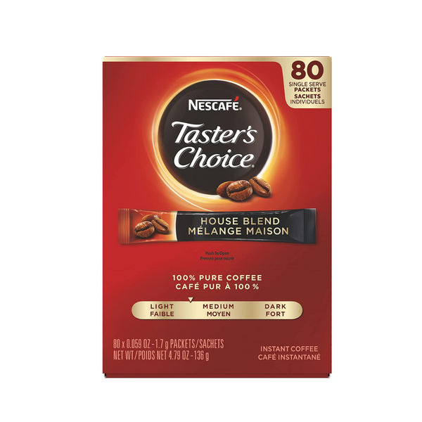 Pack of 80 Nescafe Instant Coffee Packets, Taster's Choice Light Roast via Amazon