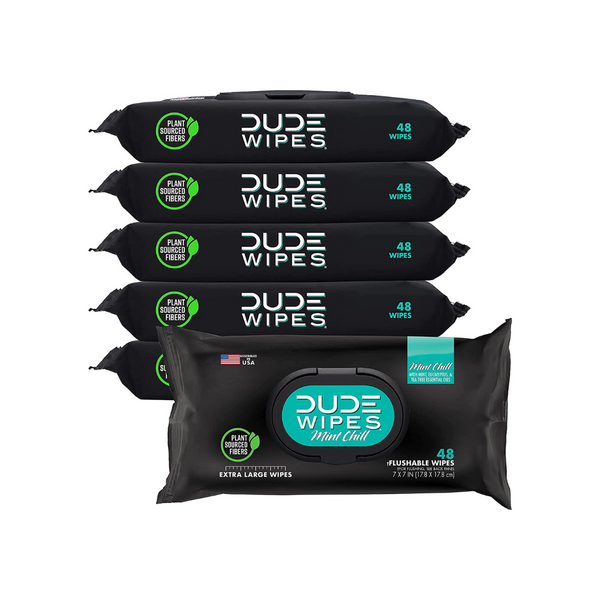 6-Packs of Dude Wipes Flushable Wipes Via Amazon