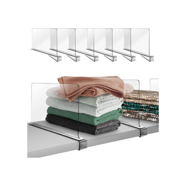 6 Pcs Acrylic Shelf Dividers for Closet Organization Via Amazon
