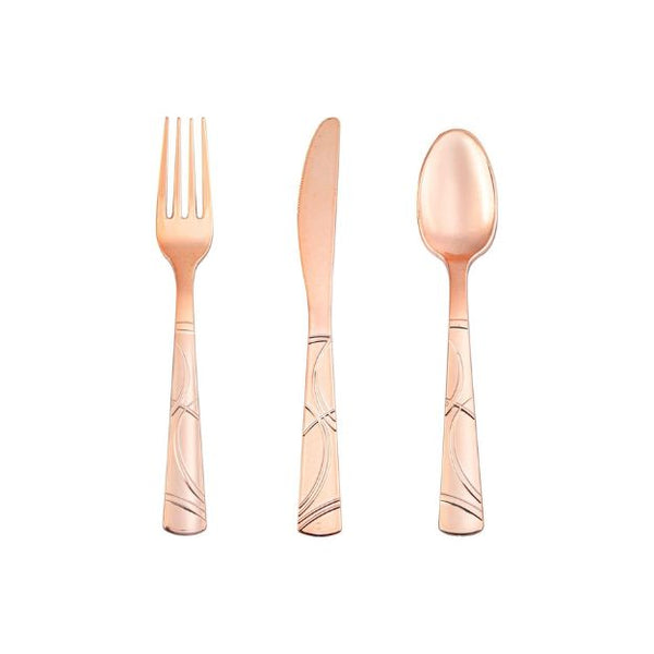 300PCS Rose Gold Plastic Silverware Disposable Flatware Via Amazon