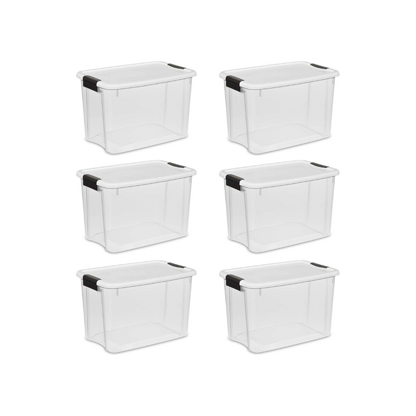 6 Pack Of Sterilite 30 Quart Ultra Latch Boxes With Lids And Latches Via Amazon