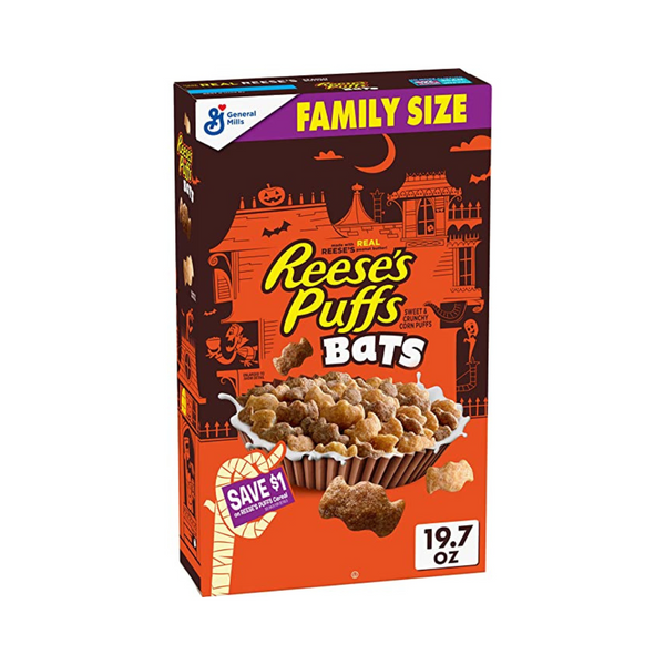 Reese’s Peanut Butter Puffs Bats Family Size Box Via Amazon