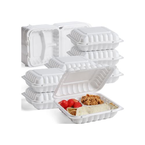65-Pack 3 Compartment Freezer and Microwave Safe Take Out Containers Via Amazon