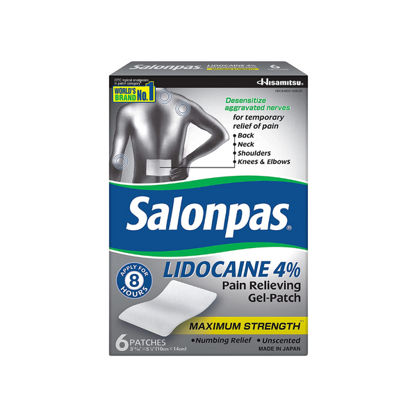 6-Ct Salonpas Lidocaine Pain Relieving Gel Patches via Amazon