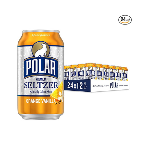 24 Cans of Polar Seltzer Water Orange Vanilla Via Amazon