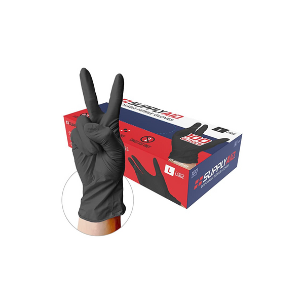 100-Ct SupplyAid Black Disposable Nitrile Gloves Via Amazon