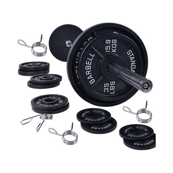 300-Lbs BalanceFrom Cast Iron Olympic Weight Set