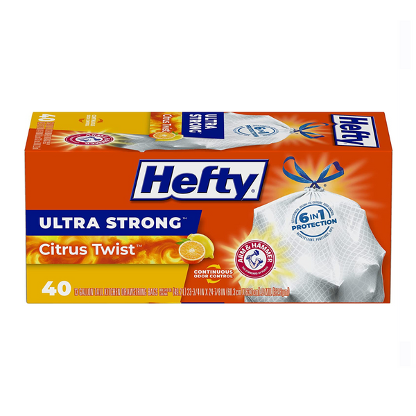40 Hefty Ultra Strong 13 Gallon Tall Kitchen Trash Bags