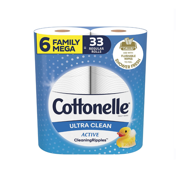 6 Family Mega Rolls = 33 Regular Rolls Of Cottonelle Ultra Clean Toilet Paper