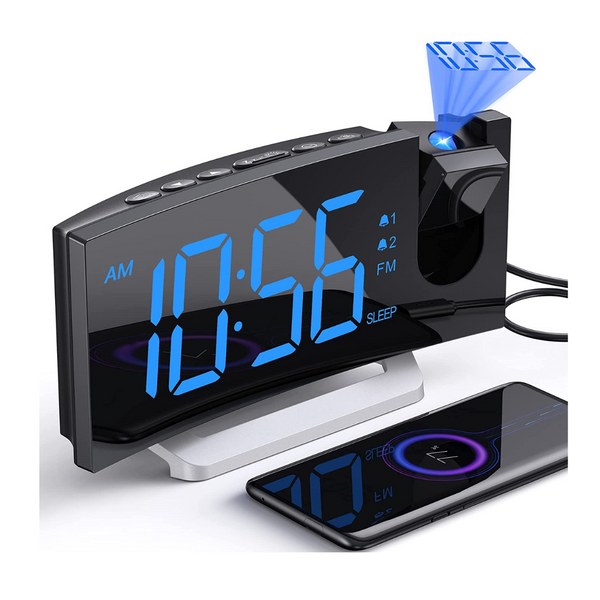 Projector Alarm Clock With USB Charger