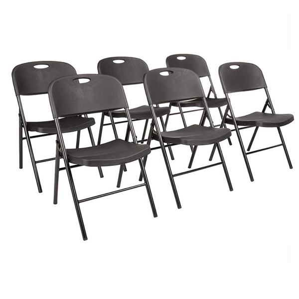 6 Amazon Basics Folding Plastic Chairs with 350-Pound Capacity