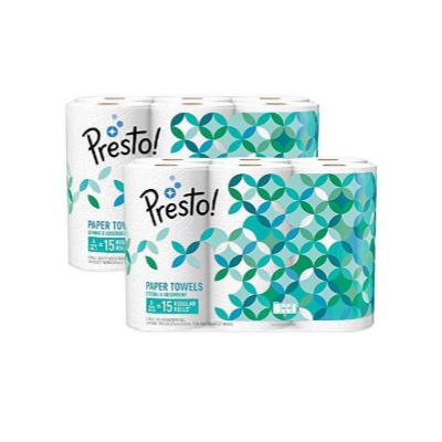 Amazon Brand - Presto! Flex-a-Size Paper Towels, Huge Roll, 12 Count = 30 Regular Rolls Via Amazon