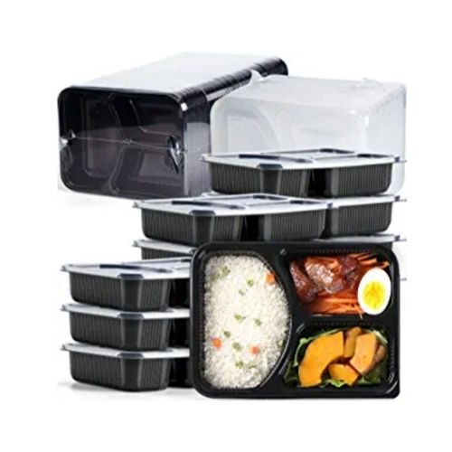 50 Pack 3 Compartments 38oz Leak Proof Container With 50 Lids Microwave Safe Via Amazon