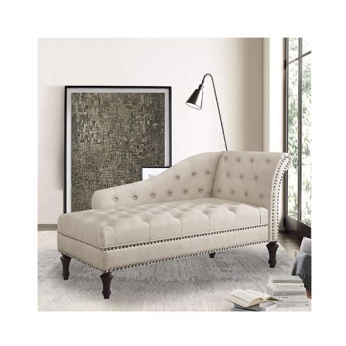 Rosevera Deedee Linen Upholstered Chaise Lounge Chair via Amazon
