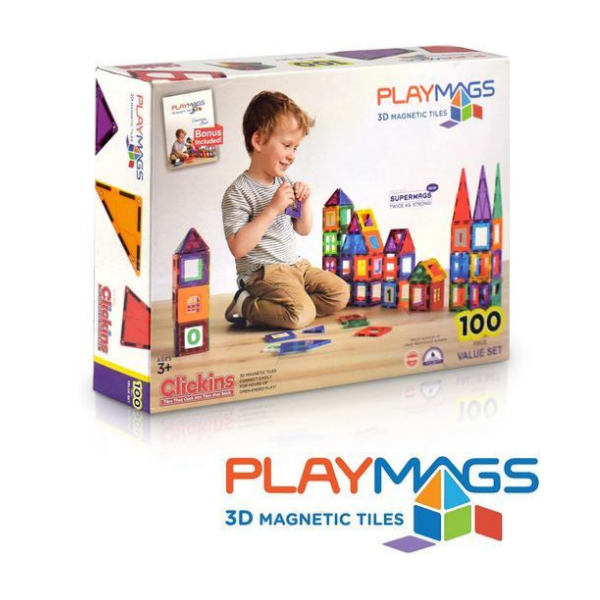 Playmags 3D Magnetic Blocks for Kids Set of 100 Via Amazon