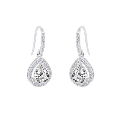 Cate & Chloe Isabel 18k White Gold Teardrop Adult Earrings with Crystals (3 Colors) Via Walmart